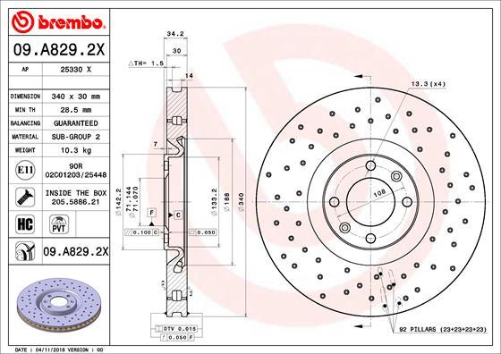 Brembo 09.A829.2X - Тормозной диск abcparts.ee