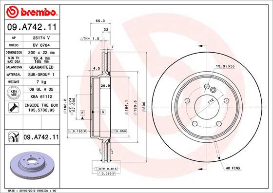 Brembo 09.A742.11 - Тормозной диск abcparts.ee