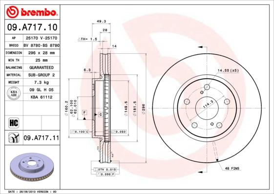 Brembo 09.A717.10 - Тормозной диск abcparts.ee