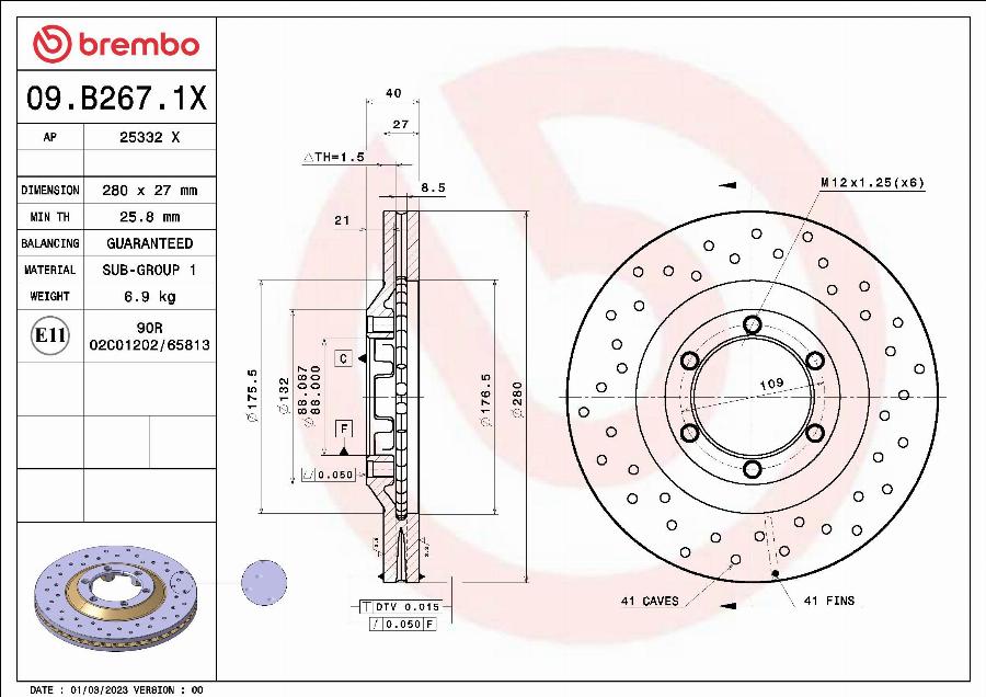 Brembo 09.B267.1X - Тормозной диск abcparts.ee