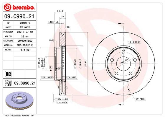 Brembo 09.C990.21 - Тормозной диск abcparts.ee