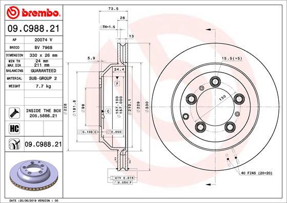 Brembo 09.C988.21 - Тормозной диск abcparts.ee