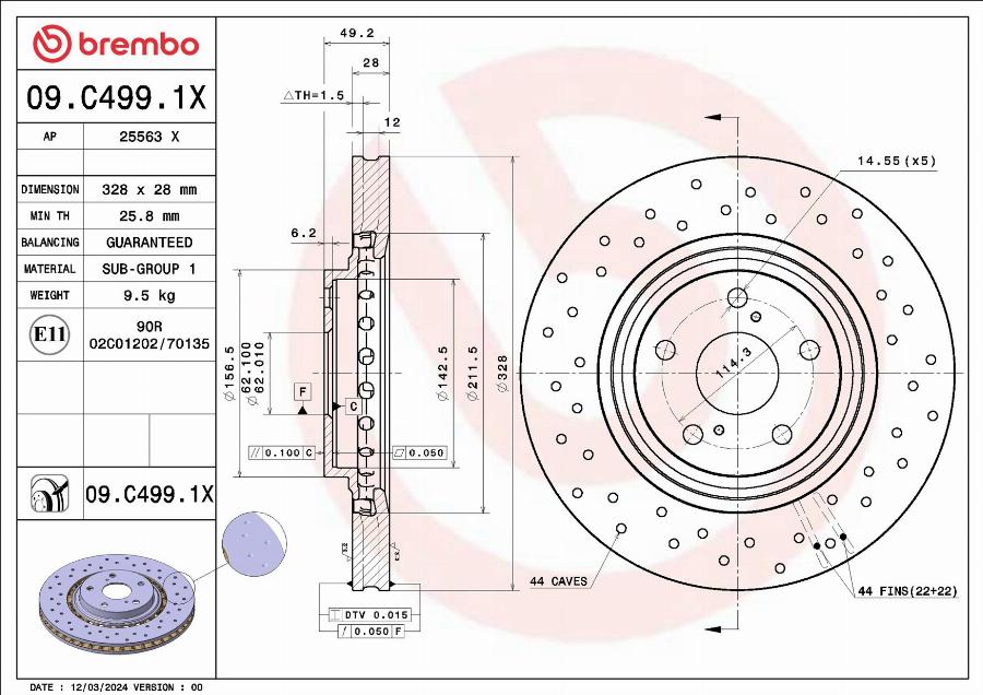 Brembo 09.C499.1X - Тормозной диск abcparts.ee