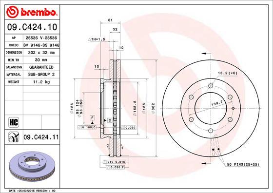 Brembo 09.C424.11 - Тормозной диск abcparts.ee
