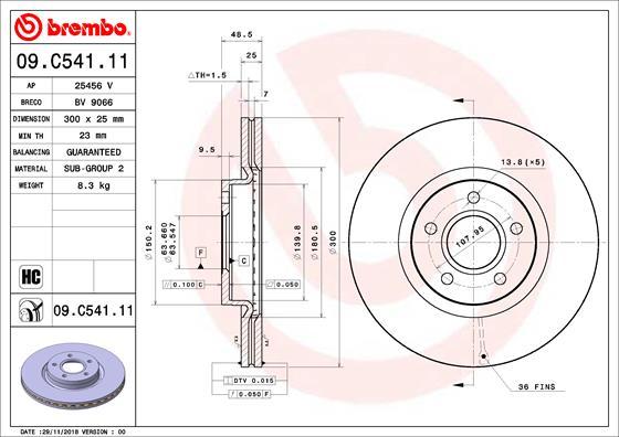 Brembo 09.C541.11 - Тормозной диск abcparts.ee