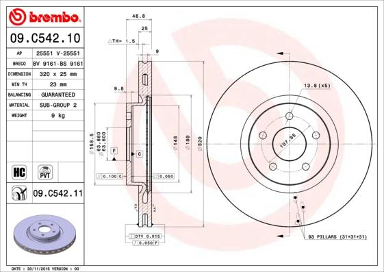 Brembo 09.C542.11 - Тормозной диск abcparts.ee