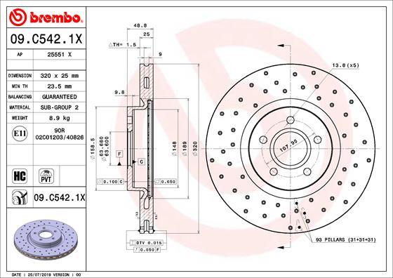 Brembo 09.C542.1X - Тормозной диск abcparts.ee