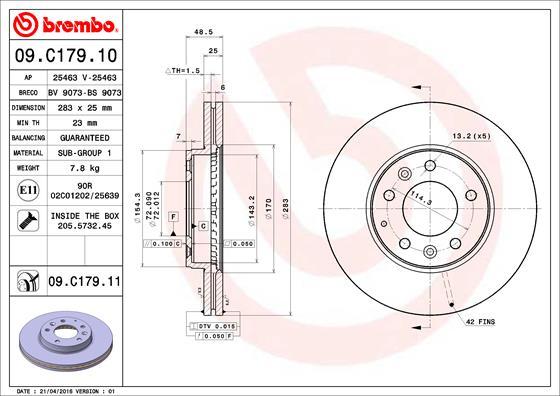 Brembo 09.C179.11 - Тормозной диск abcparts.ee