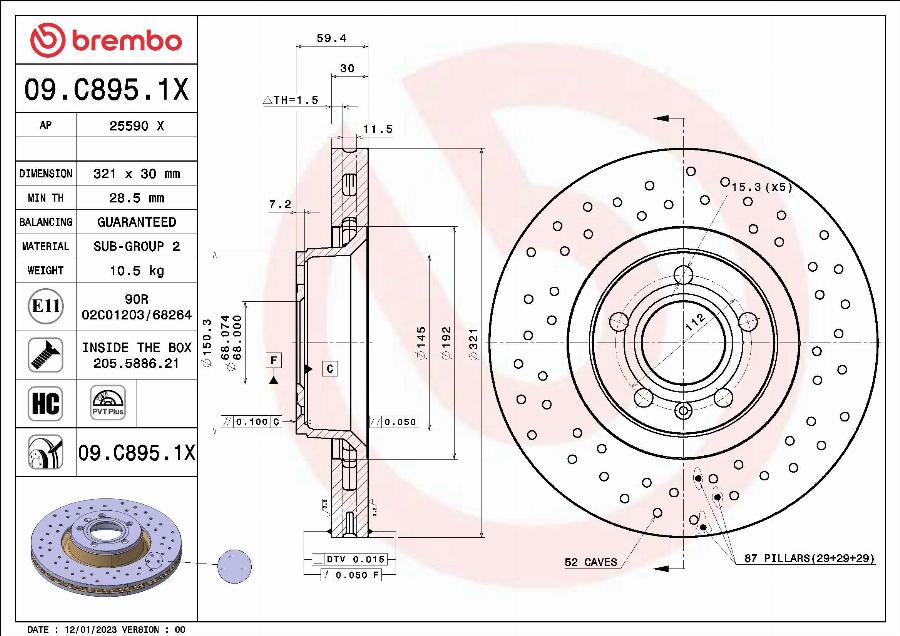 Brembo 09.C895.1X - Тормозной диск abcparts.ee