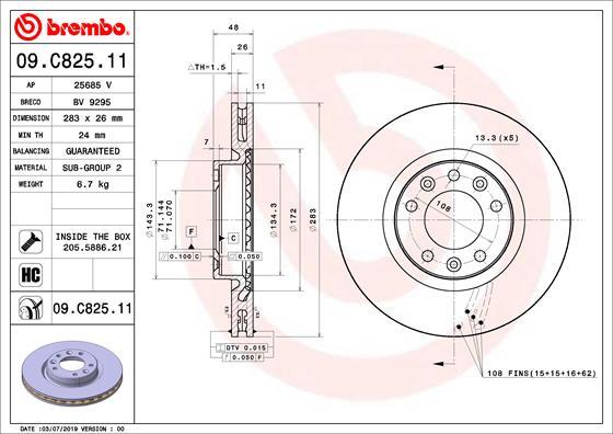 Brembo 09.C825.11 - Тормозной диск abcparts.ee