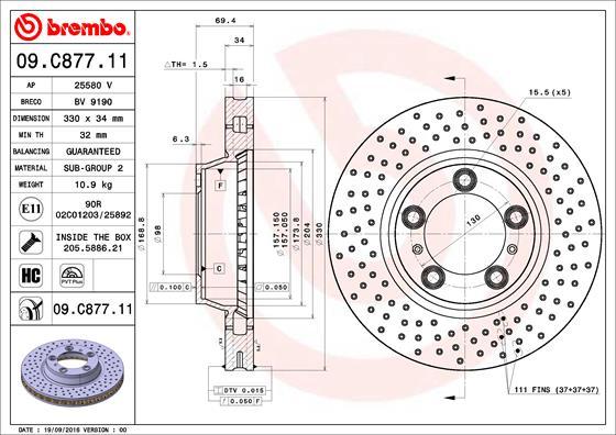 Brembo 09.C877.11 - Тормозной диск abcparts.ee