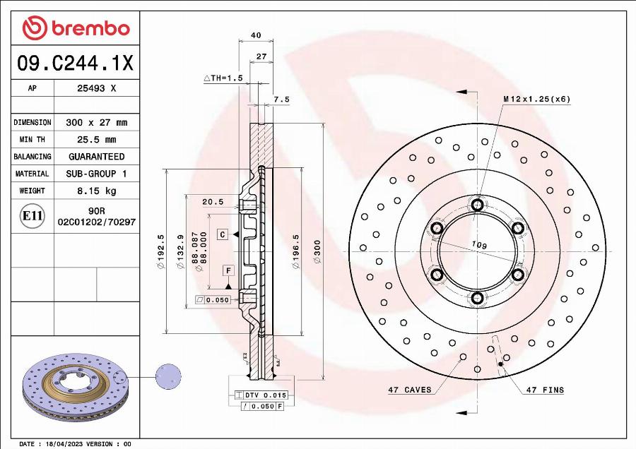 Brembo 09.C244.1X - Тормозной диск abcparts.ee