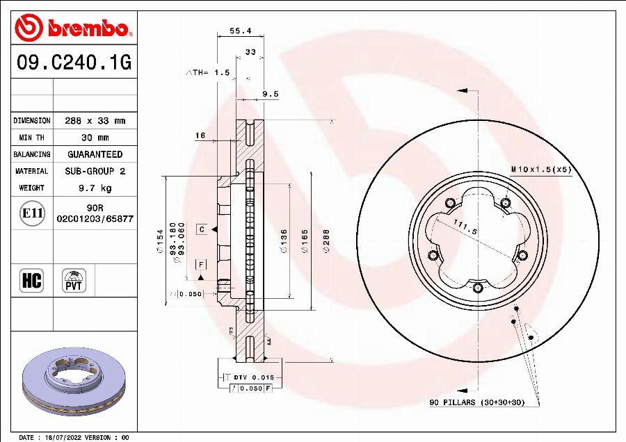 Brembo 09.C240.1G - Тормозной диск abcparts.ee