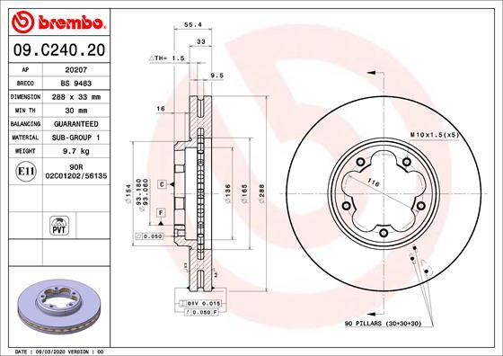 Brembo 09.C240.20 - Тормозной диск abcparts.ee