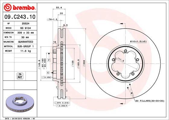 Brembo 09.C243.10 - Тормозной диск abcparts.ee