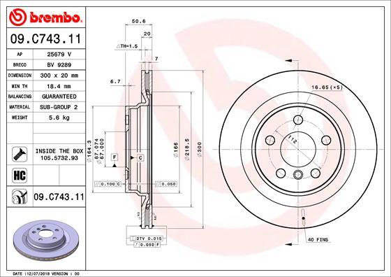 Brembo 09.C743.11 - Тормозной диск abcparts.ee