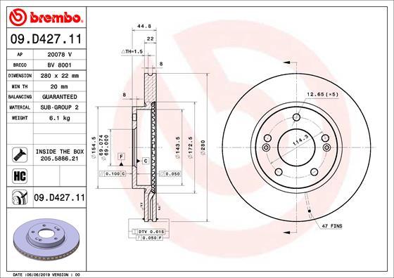 Brembo 09.D427.11 - Тормозной диск abcparts.ee