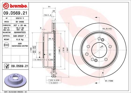 Brembo 09.D569.21 - Тормозной диск abcparts.ee