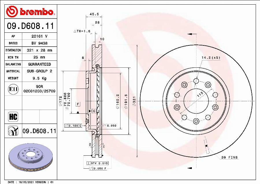 Brembo 09.D608.11 - Тормозной диск abcparts.ee
