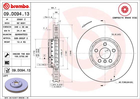Brembo 09.D094.13 - Тормозной диск abcparts.ee