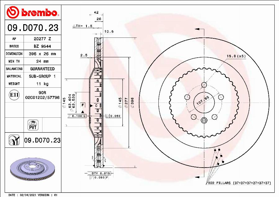 Brembo 09.D070.23 - Тормозной диск abcparts.ee