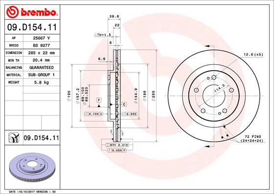Brembo 09.D154.11 - Тормозной диск abcparts.ee