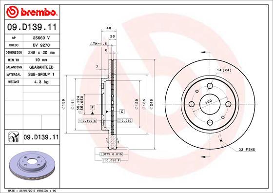 Brembo 09.D139.11 - Тормозной диск abcparts.ee