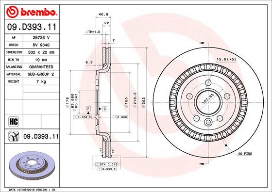 Brembo 09.D393.11 - Тормозной диск abcparts.ee