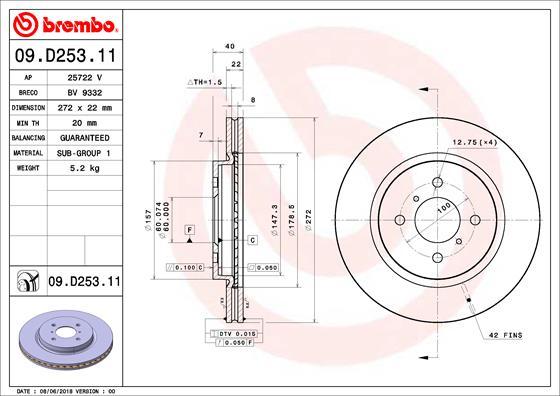 Brembo 09.D253.11 - Тормозной диск abcparts.ee