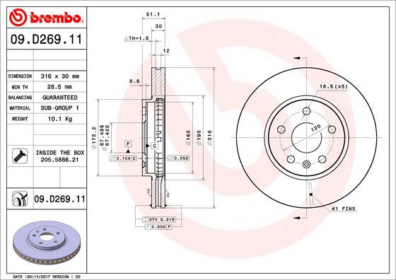 Brembo 09.D269.11 - Тормозной диск abcparts.ee