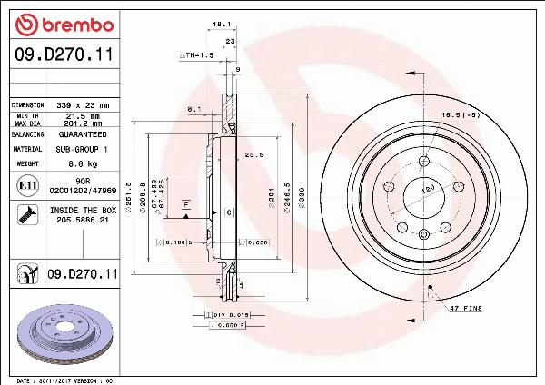 Brembo 09.D270.11 - Тормозной диск abcparts.ee