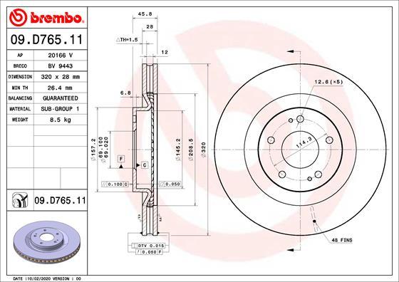 Brembo 09.D765.11 - Тормозной диск abcparts.ee