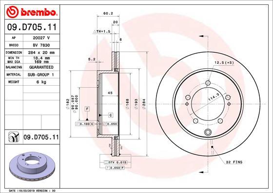 Brembo 09.D705.11 - Тормозной диск abcparts.ee