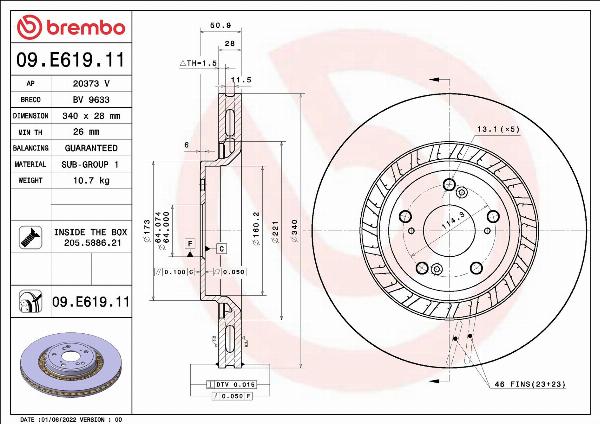 Brembo 09.E619.11 - Тормозной диск abcparts.ee