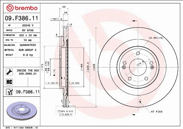 Brembo 09.F386.11 - Тормозной диск abcparts.ee