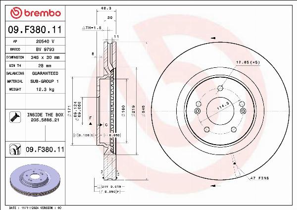 Brembo 09.F380.11 - Тормозной диск abcparts.ee