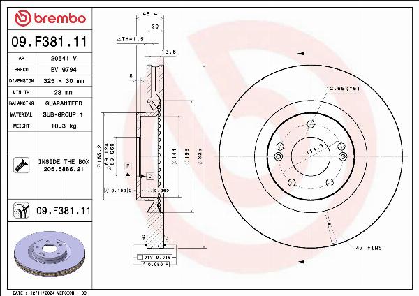 Brembo 09.F381.11 - Тормозной диск abcparts.ee