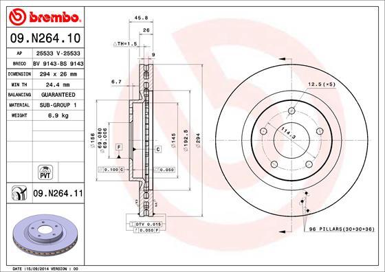 Brembo 09.N264.11 - Тормозной диск abcparts.ee