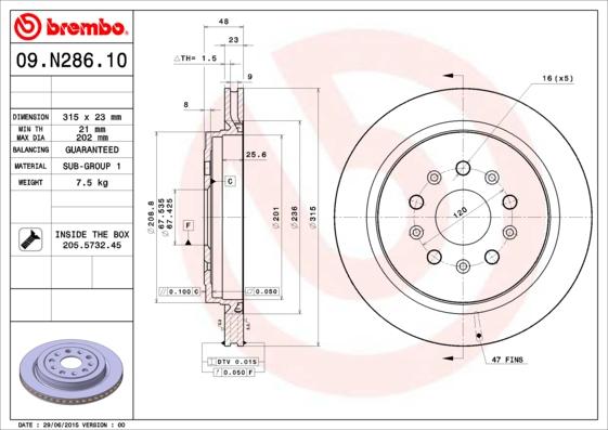 Brembo 09.N286.11 - Тормозной диск abcparts.ee