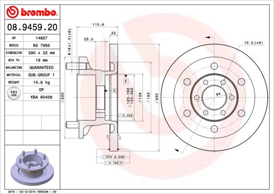 Brembo 08.9459.20 - Тормозной диск abcparts.ee
