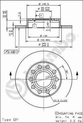 Brembo 08.9136.11 - Тормозной диск abcparts.ee