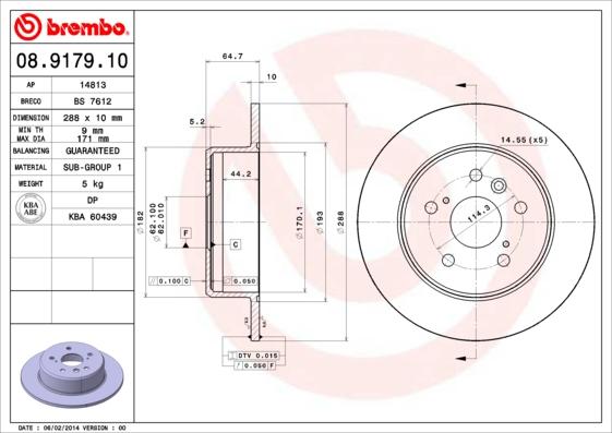 Brembo 08.9179.10 - Тормозной диск abcparts.ee