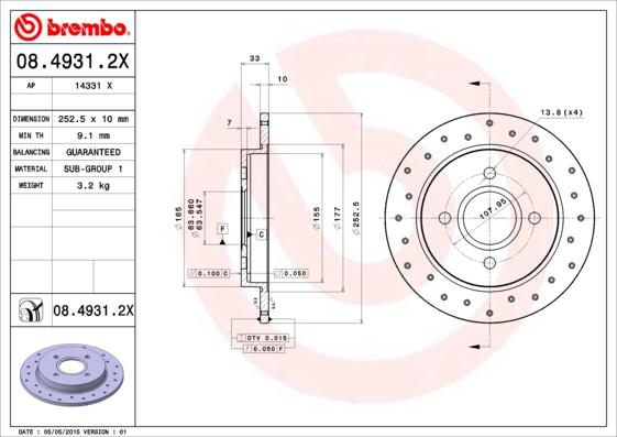 Brembo 08.4931.2X - Тормозной диск abcparts.ee