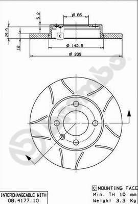 Brembo 08.4177.75 - Тормозной диск abcparts.ee