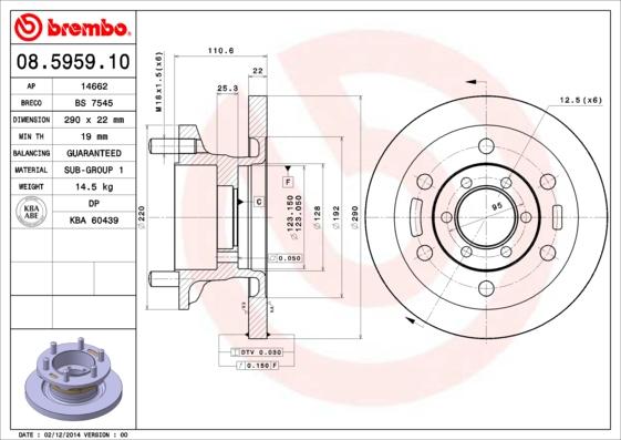 Brembo 08.5959.10 - Тормозной диск abcparts.ee