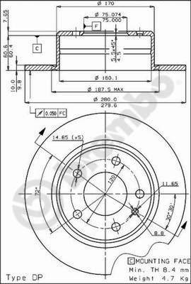 Brembo 08.3713.10 - Тормозной диск abcparts.ee