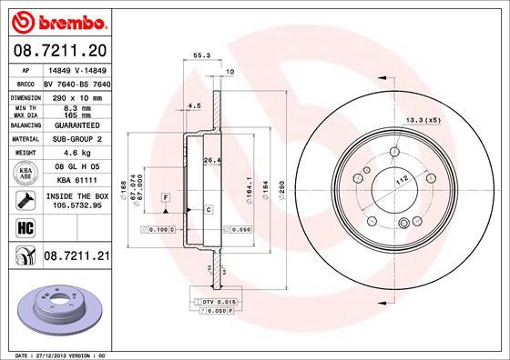Brembo 08.7211.20 - Тормозной диск abcparts.ee