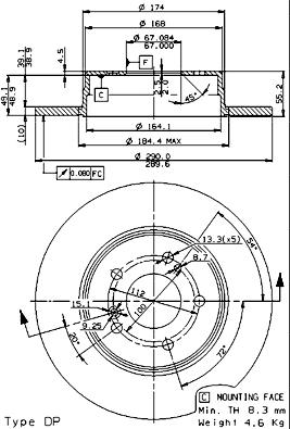 Brembo 08.7211.76 - Тормозной диск abcparts.ee