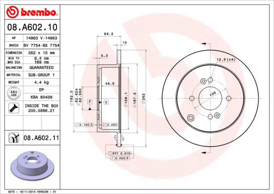 Brembo 08.A602.11 - Тормозной диск abcparts.ee