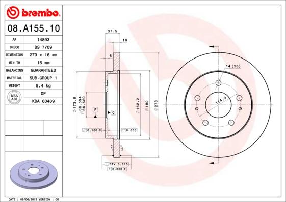 Brembo 08.A155.10 - Тормозной диск abcparts.ee